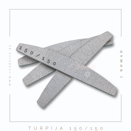 Turpija za nokte – polumesec – 150/150 je profesionalna turpija za oblikovanje i finiju obradu veštačkih noktiju.