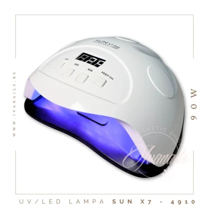 Profesionalna UV/LED lampa za nokte 90W – SUN X7 sa 42 LED diode, automatskim senzorom i tajmerima. Pouzdana i snažna lampa za brzu i ravnomernu polimerizaciju gela i trajnog laka.