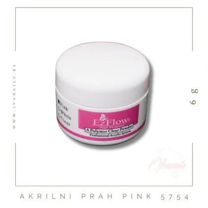 EzFlow akrilni prah – Pink, prirodna roze nijansa za elegantan i uredan izgled noktiju. Savršen za French i natural stilove.