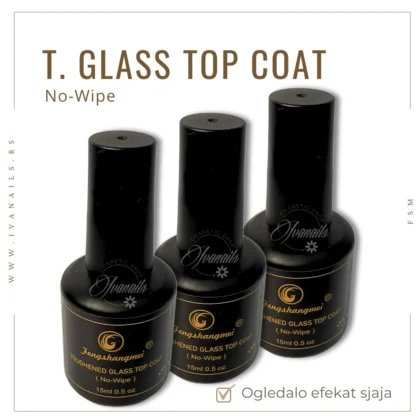 Završni sjaj FSM T. Glass Top Coat 15 ml daje ogledalo efekat i dugotrajnu zaštitu noktiju.