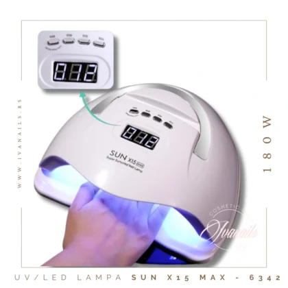 Profesionalna UV/LED lampa za nokte 180W – SUN X15 MAX sa 57 LED dioda, automatskim senzorom i tajmerima. Ultra snažna lampa za najbržu polimerizaciju gela i trajnog laka.