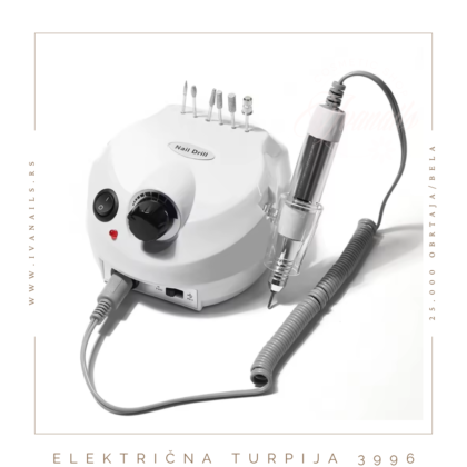 Električna turpija – 25.000 obrtaja – sa Twist Lock sistemom, snagom od 25.000 obrtaja i kompaktnim kućištem. Ergonomski dizajn i dodatna oprema čine je praktičnim izborom za manikir i pedikir.