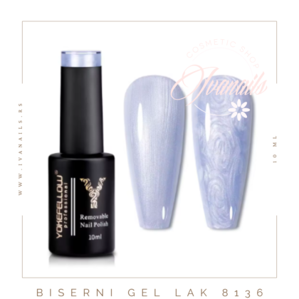 Biserni gel lak 8136 – elegantan, postojan i sjajan gel lak koji unosi prefinjen biserni efekat u svaki manikir.