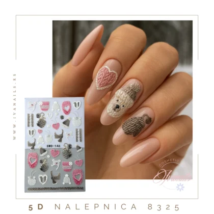 5D zimska nalepnica za nokte sa motivima – luksuzan sjaj i trodimenzionalni efekat za savršen zimski nail art.