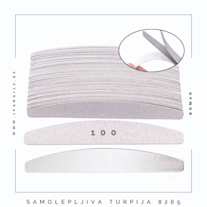 Samolepljive turpije za nokte 100 granulacija – profesionalne turpije namenjene veoma gruboj obradi i brzom skidanju materijala sa veštačkih noktiju, idealne za intenzivan salonski rad.