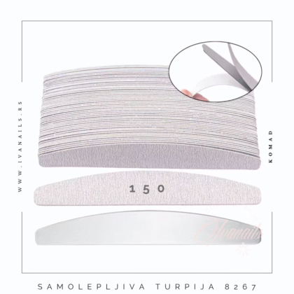 Samolepljive turpije za nokte 150 granulacija – profesionalne turpije namenjene jačoj pripremi i obradi veštačkih i prirodnih noktiju, idealne za efikasan i siguran salonski rad.